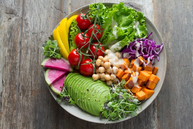 Plate with Salad and Fruits