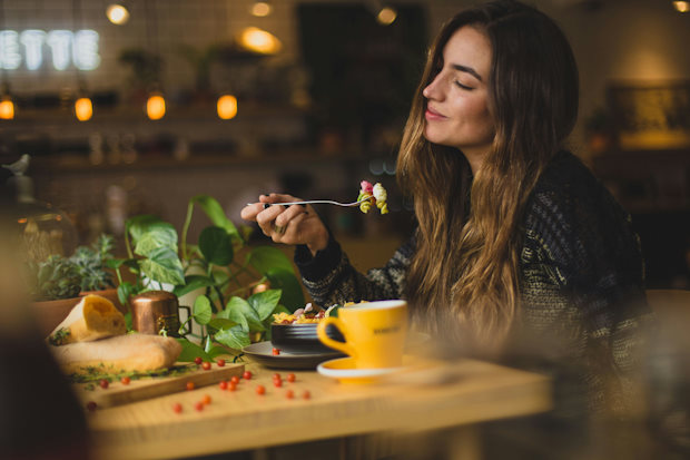 Woman Eating Healthy Meal