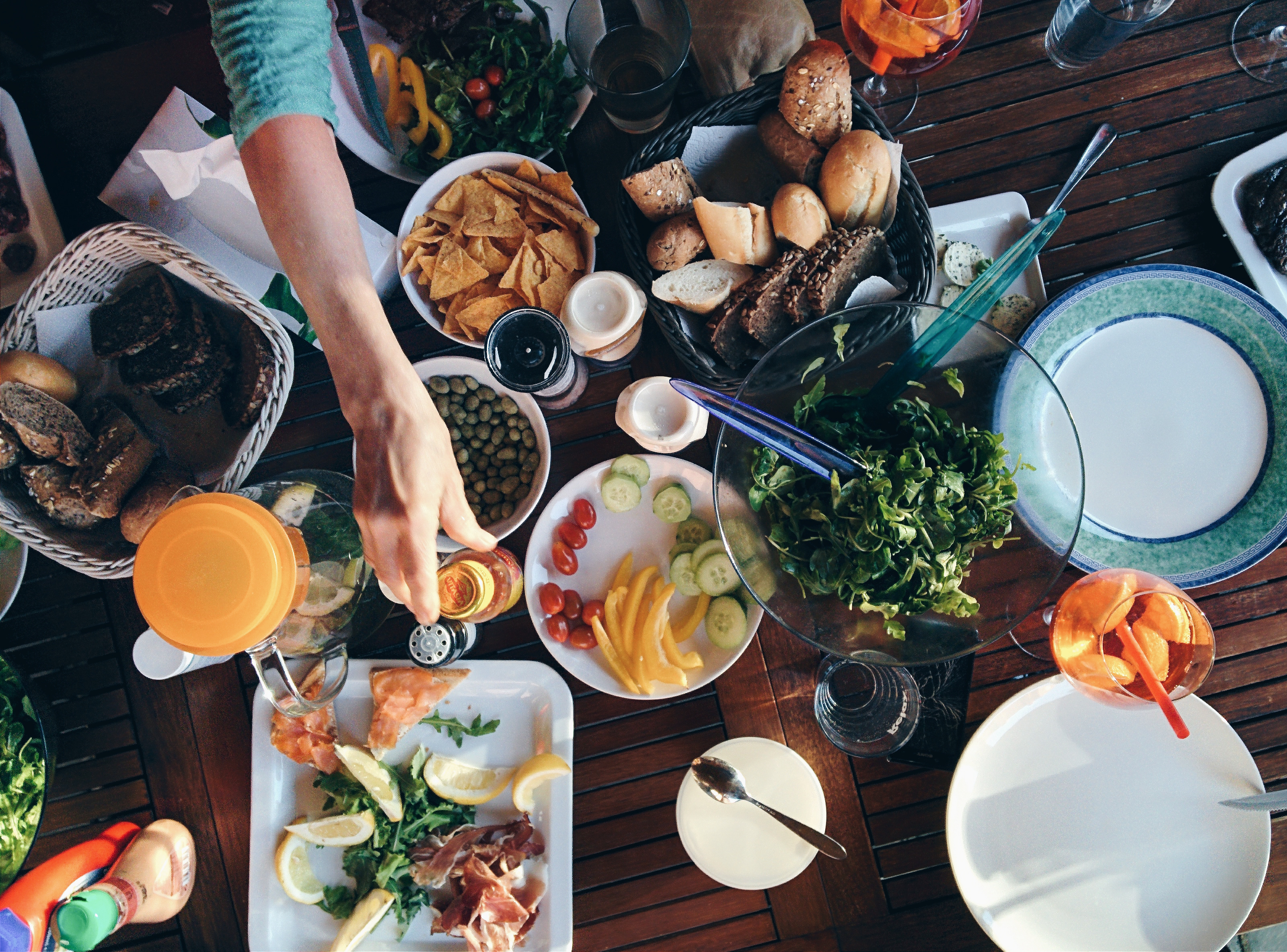 Table with healthy foods